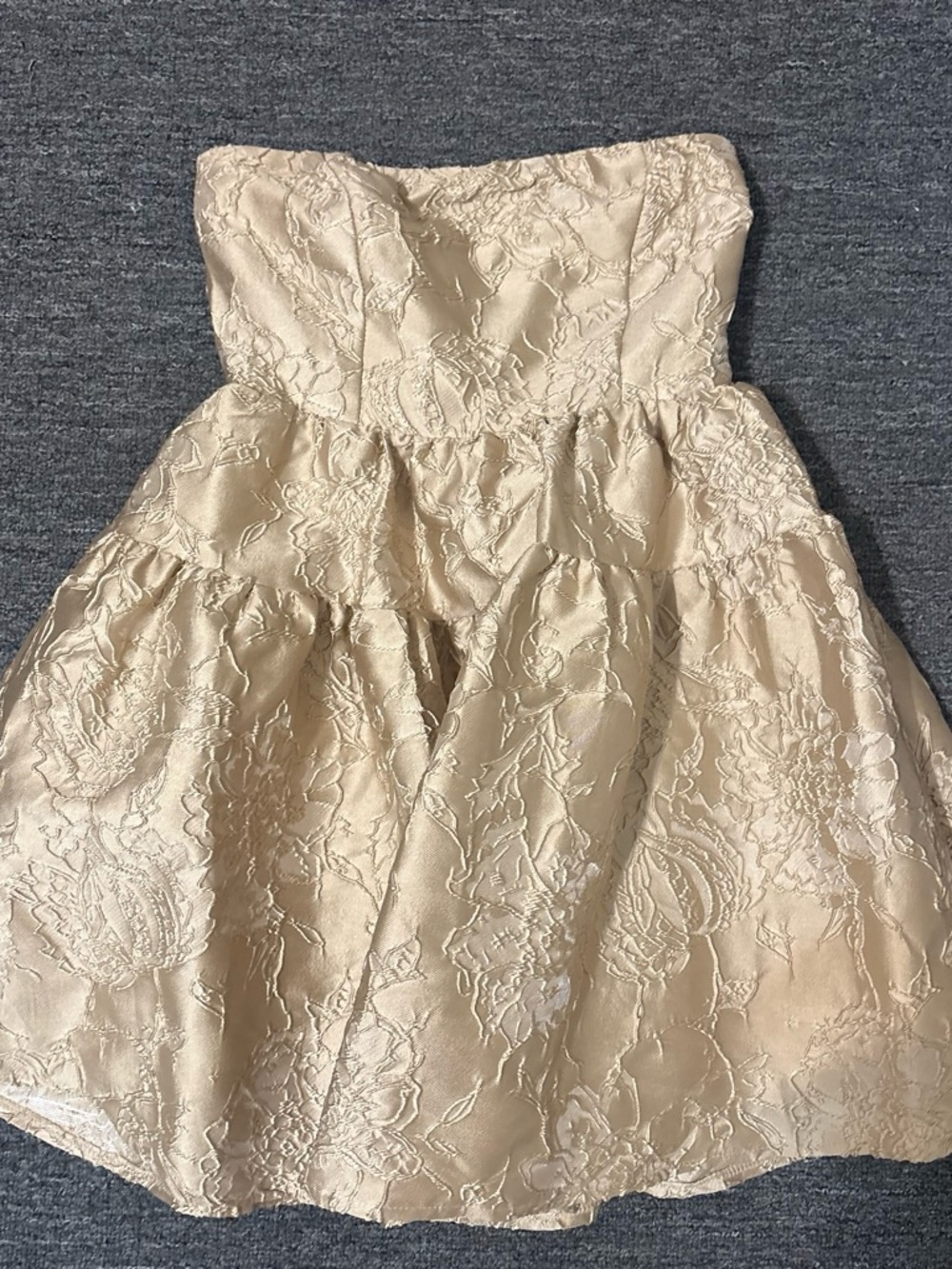 Hello Molly Strapless Cream Floral Jacquard Party Dress
